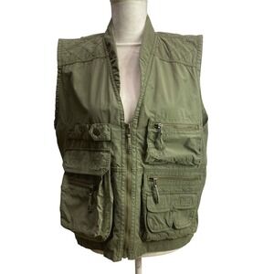 Elch Khaki Green Utility Vest Mens Size 48 Multi Pocket Full Zip Cotton‎ Blend
